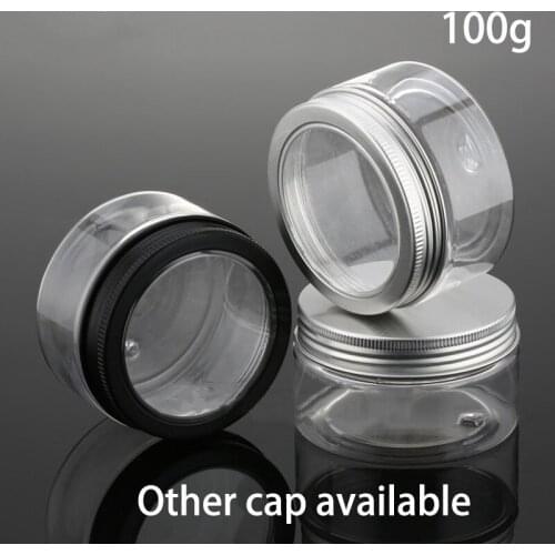 10pcs 100g Empty Plastic Jar 3.5oz Cosmetic Lotion Cream Container Refillable Coffee Candy Spice Travel Packaging Clear Bottle