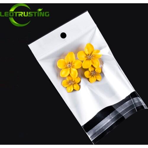 100pcs/lot Thick High Clear OPP Adhesive Hanging Bag Translucent Poly Resealable Jewelry Trinkets Nail Beauty Eyelash Gift Bags