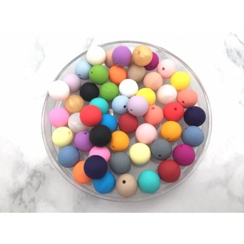 15MM 100PCS Mix Color Silicone Round DIY Chew Bead Pacifier Chain Necklace Baby Toy Chewable Teether Nipple BPA Free Food Safety