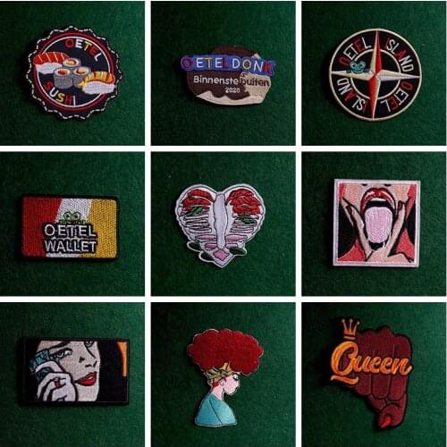 2pcs Girl/Queen Patch Stripe Stickeranime Frog Badge Embroidered Patches For Clothing Applique Patch Iron On Patches On Clothes