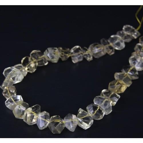 15.5"/strand Natural Lemon Quartz Faceted Nugget Loose Beads,Cut Citrines Crystal Stone Nugget Pendants Charms Jewelry Making
