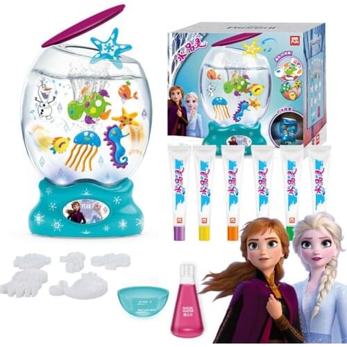 Disney princess girsl Frozen 2 Simulation fish tank Pretend Play toys Handmade DIY Girl Puzzle Creative Toys