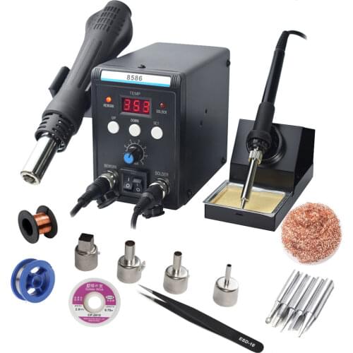 Digital Display Electric Soldering Irons +DIY Hot Air Gun Better SMD Rework Station Eruntop 8586