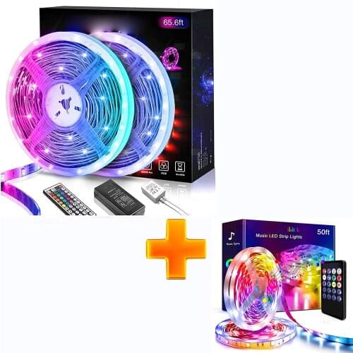 Flexible Color Changing Remote Control Led Strip Lights with Daybetter Music Sync Led Strip Lights (2rd Gen) 50ft