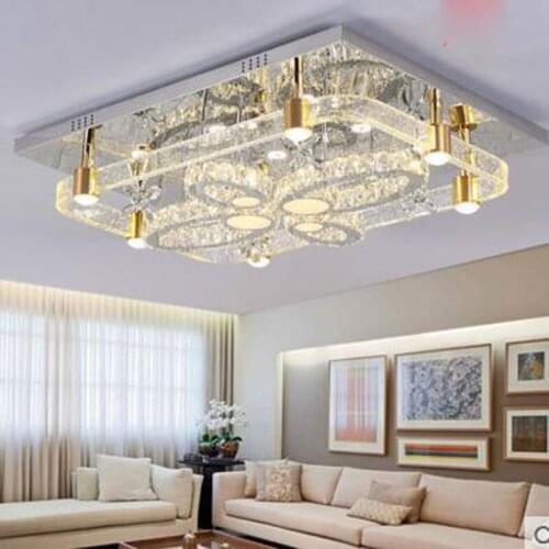 Crystal lamp living room lamp rectangular minimalist modern atmosphere home luxury hall bedroom lamp led ceiling lamp led light