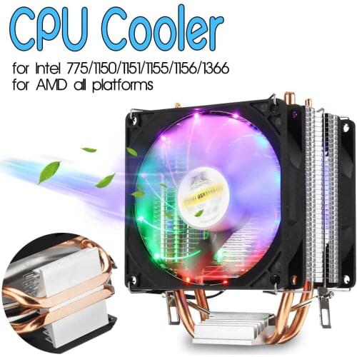 CPU Cooling RGB Cooler 2 Heatpipe with 3/4pin CPU Fan High Quality For Intel Socket LGA 115X/1151/1366 754/939/940 AMD 754/939