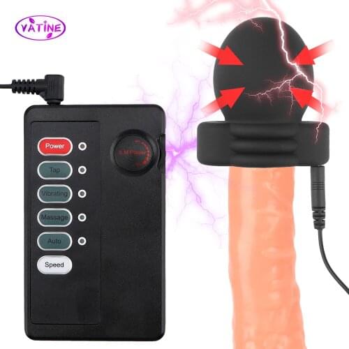 VATINE Penis Trainer Electric Shock Therapy Cock Massage Glans Delay Training Tools Sex Toys For Men Adult Products Electro Sex