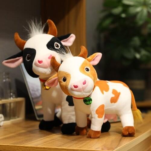 28-60cm Cute Simulation Cow Plush Toys Stuffed Soft Lifelike Animals Pillow Doll For Kids Girls Birthday Gifts