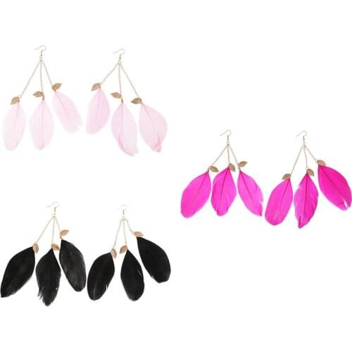 Fashion Bohemian Alloy Feather Leaf Dangle Earring Jewelry for Wedding Party