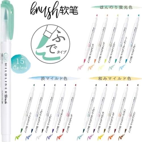 Japan Zebra MildLiner New Brush Double-headed Highlighter WFT8 Soft Brush 25 Colors Optional