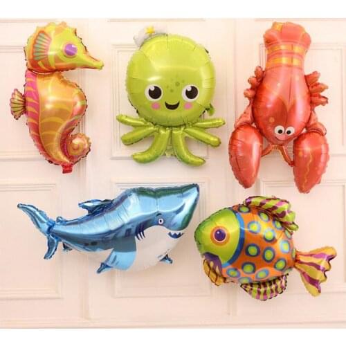 New Shark Octopus Hippocampus balloons Ocean Fish Animal Helium ballon 1st Birthday wedding Party Decorations Kids baby shower