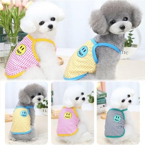 Small Dog Clothes 2021 Summer New Smiley Cat Dog Camisole Skirt Corgi Puppy Vest Yorkshire Bichon Poodle Pomeranian Pet Clothing