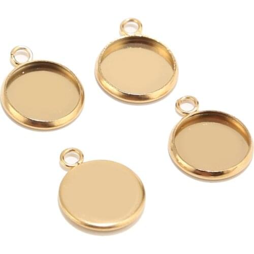 20pcs Stainless Steel Gold Vertical Cabochon Base Tray Bezels Blank Setting For Earring Making Findings Bracelet Necklace