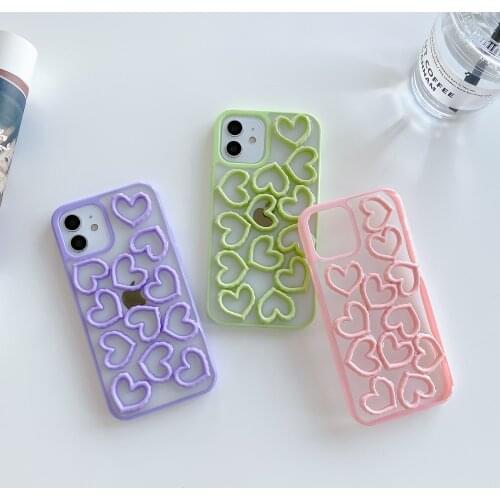 Shockproof Phone Case for iPhone 11 Pro Max 12 Mini SE 2020 7 8 Plus X XS XR Capa Color Edge Love Pattern Ultra Thin Back Cover
