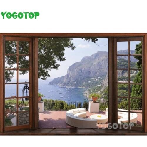 Sale 5D DIY Diamond Painting Window scenery Rhinestones Pictures Mosaic Sea view and garden Decor Diamond Embroidery YY4921