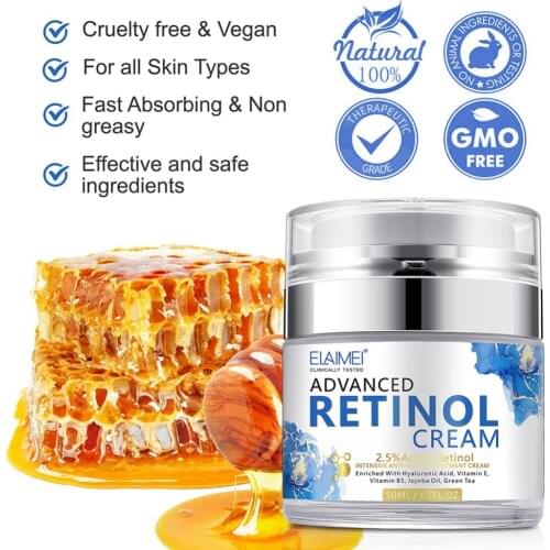 Retinol Facial Whitening Cream Moisturizing VE Collagen Anti Aging Acne Hyaluronic Acid Cream