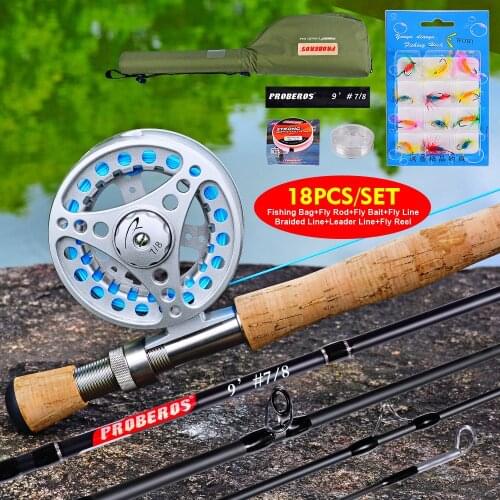 1set Fishing Line Fly Reel + New Fishing Equipped Fishing Rod Fishing Tackle Combo Full Kit + Set With Soft Lure Set With Bag