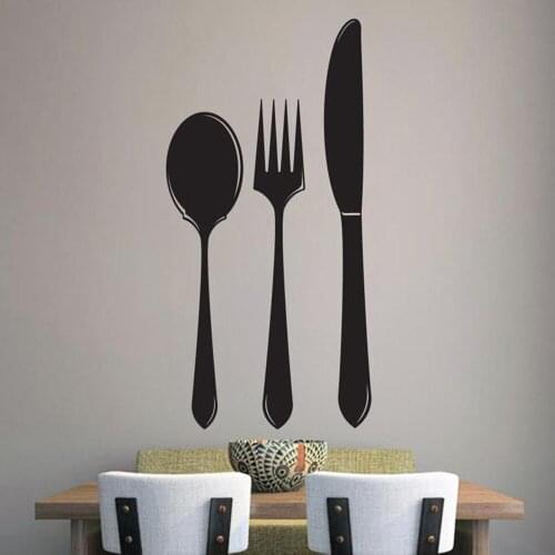 Spoon Fork Knife vinyl Walll stickers for wall Kitchen Wall Art Utensils Wall Decor Silverware Wall Decals G16