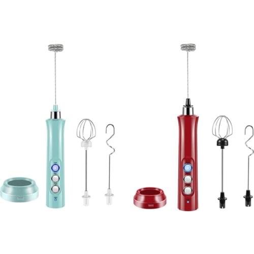 2Set Milk Frother, Rechargeable Milk Frother Electric 3 Speeds Milk Frother Handheld For Coffee, Chocolate,Blue & Red