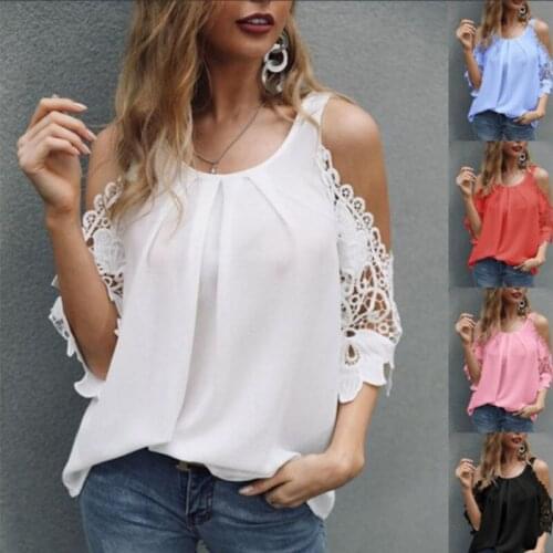 Spring and Summer Suspenders Hollow Sleeves Casual Shirt T-Shirt Women