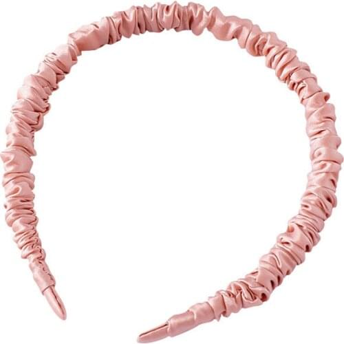 100% Real Mulberry Silk Pleated Silk Headband women hair band silk scrunchie Lady hair hoop 19 momme solid Hair Accessories