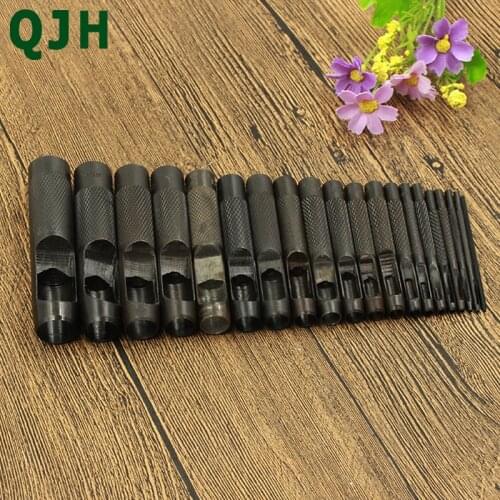 20 Size Steel Hollow Hole Punching Leather Gasket Hollow Punch Set Gasket Belt Hole Hand Hole Punching Accessories Craft Tool
