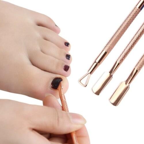 3 Pcs Manicure Tools Stainless steel ead Skin Push Unloading Nail Glue Tool Small Steel Push Double Headed Rod
