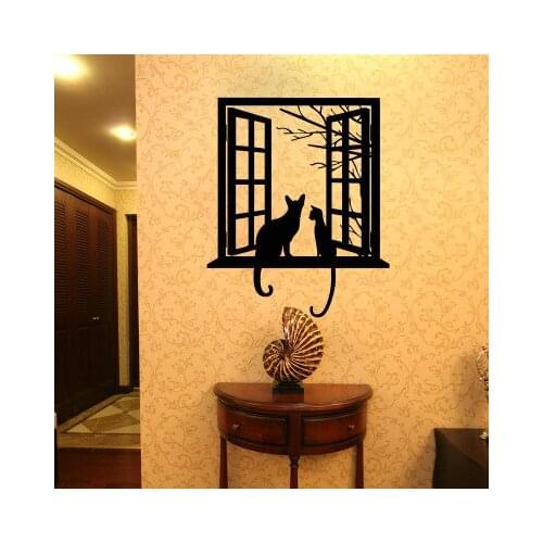 3D Creative False Window Wall Stickers Cat Animal Wall Decals Sticker Living Room Bedroom Home Decor Poster Wallstickers Mural
