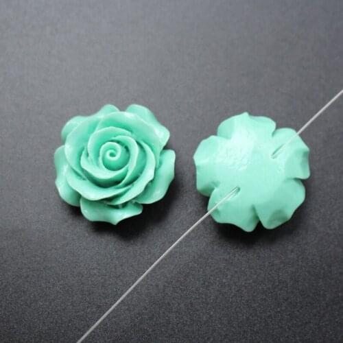 4Pcs/Lot 30mm Camelia Artificial Coral beads Large Coral flower beads Cabochon Ocean blue color for Jewelry making