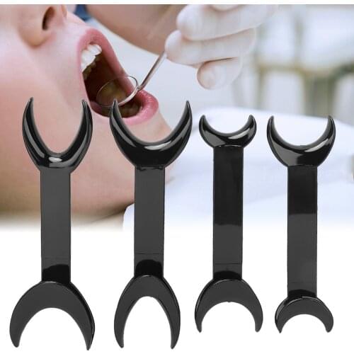 4PCS Black Dental Tool T-Shape Intraoral Check Double Head Lip Retractor Dentist Orthodontic Teeth Mouth Opener Size Small+Large