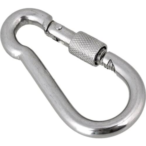 5Pcs 9x90mm Silver snap hook with screw Chain Fastener Hook Carabiner 304 Stainless Steel Repair Hiking Camping Quick safe Lock