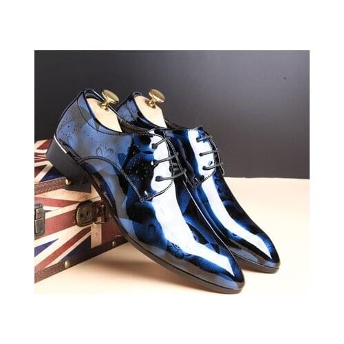 Big size EUR38-50) Men Dress Shoes Floral Pattern Men Formal Shoes Leather Luxury Fashion Groom Wedding Shoes Men Oxford Shoes