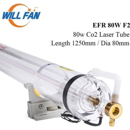 Will Fan EFR F2 80W Co2 Laser Tube Length 1250mm Diameter 80mm Fo2 Co2 Laser Engraving Cutter Machine .CNC Glass Pipe Laser