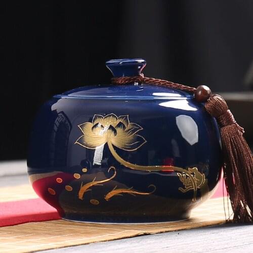 Tea Cans Ceramic Large Sealed Cans Half A Catty Tea Cans Medium Tea Warehouse Household Moisture-proof Tins Tea Packaging Box