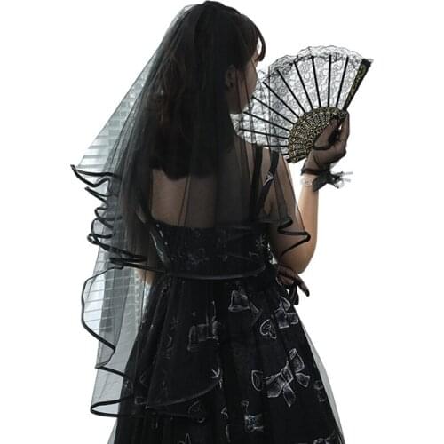 Elegant Short Black Wedding Veil With Comb Vintage 2 Layers Tulle Bridal Veils Wedding Accessories 2020