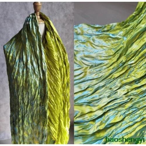 Gradient two-color blue and green folds retro recycled clothing fabric