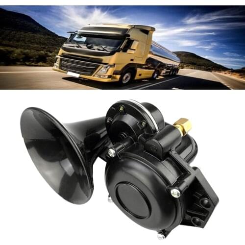 Truck 135db Air Horn 12/24V Super Loud Trumpet Air Horn with Electric Valve Flat for Auto Car Vehicle Trucks