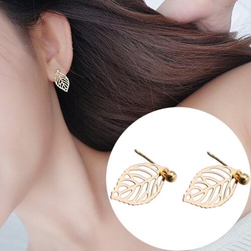 Small Hollow Leaf Earrings Back Piercing Ear Stud Earring For Women Jewelry Brinocs Bijoux NEW Arrival 2018