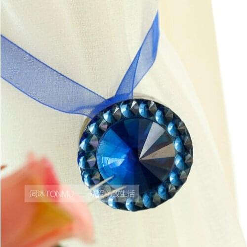 Contracted fashion blue crystal curtain buckle strap household children room curtain decorative curtains clip