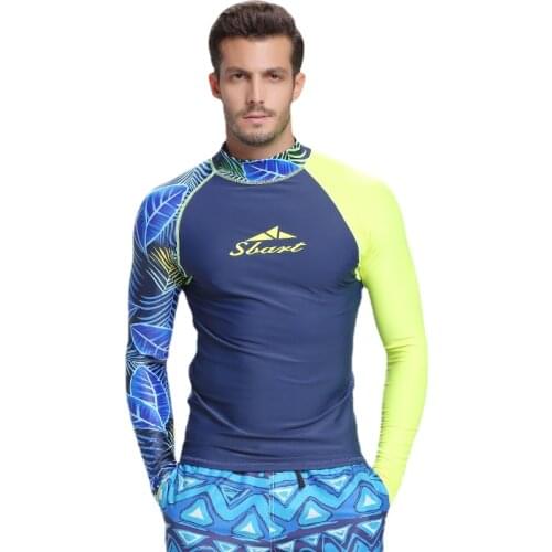 SBART Long Sleeve Swimwear Men Rashguard Surfing Diving Shirt Clothing UV Protection Rash Guard Bodysuit Plus size Swimsuit L