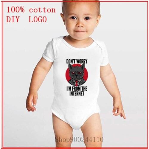 Don't Worry I'm From The Internet Cat black Designs Bodysuit Baby Newborn Baby One-Pieces Summer Unisex Jumpsuit Infant Short