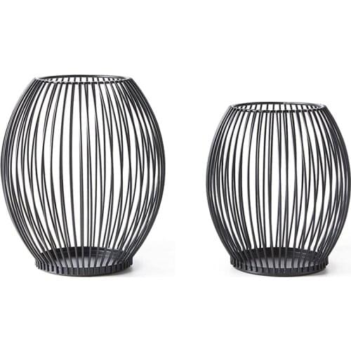 Oval Candle Holder Black Metal Candle Holder Stick Candle Pack Of 2 (Medium & Small), Vintage Decorative Candlestick