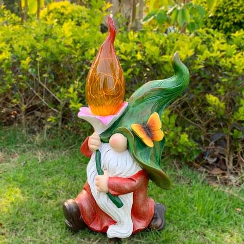 Resin With Solar LED Light Garden Dwarf Dwarf Statue Decoration