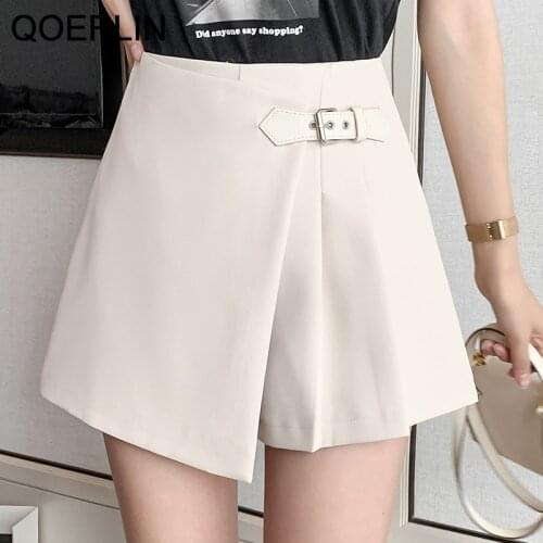 QOERLIN Black Tennis Skirts Streetstyle Fashion A-Line Pleated Irregular Women Skirts Plus Size High Waist Saia Girls Mini Skirt