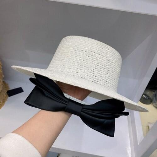 VRIGINER Summer Hepburn Style Vintage Design Straw Hat Women Girls Solid Color Beach Holiday Big Sun Cap 2021