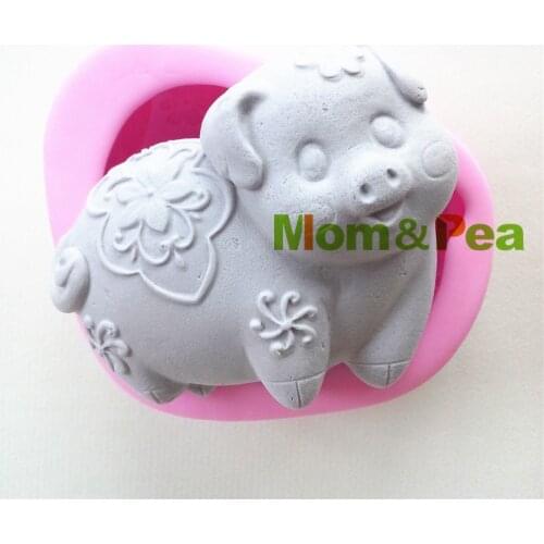 Mom&Pea 0807 Free Shipping Pig Shaped Silicone Soap Mold Cake Decoration Fondant Cake 3D Mold Food Grade Silicone Mould