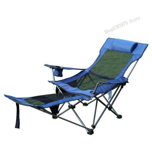 Outdoor folding chair recliner portable backrest lunch break bed beach camping chair fishing chair hospital accompanying bed cha