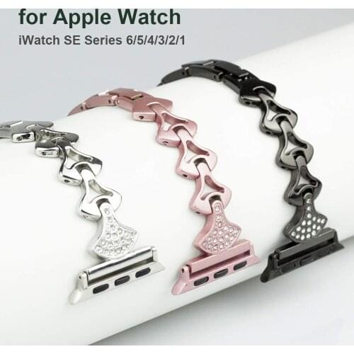 Slim Metal Band for Apple Watch 38mm 40mm 44mm 42mm Women iWatch SE Strap Wristbands Series 6/5/4/3/2/1 Dressy Jewelry Bracelet