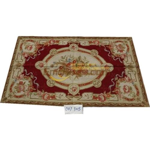 Old Hand-made Traditional Wool Needle-point Carpet New Price French Needlepoint 100% Wool Floral Carpet Classic Knitting