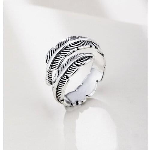 Vintage Retro Silver Color Leaf Rings for Women Bohemia Geometric Plant Open Adjustable Knuckle Rings Female Party Jewelry Gifts